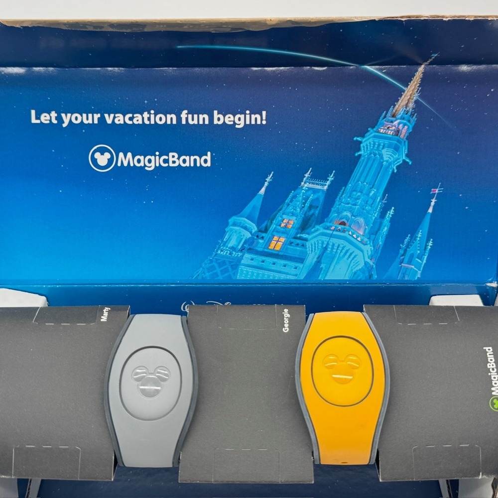 Disney Parks MagicBand Lot of 2 Gray & Yellow Collectible Wristbands